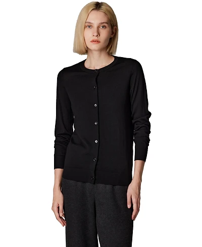 Jennie Liu Women's 100% Merino Wool Light Weight Cardigan | Ultra Soft Fine-gauge Sweaters Machine Washable