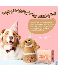 Fuzzwoof Birthday Cake Dog Toy, Dancing with Echo Function Feature, Singing Birthday Songs, Interactive Dog Toys, Plush Stuffed Puppy Toy