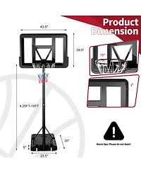 Adjustable Portable Basketball Hoop Stand with Shatterproof Backboard Wheels