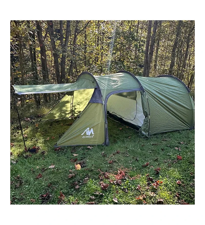 Ayamaya TrekPort Tunnel Camping Tent – 2–4 Person 3-Season Waterproof Shelter with Sleeping Room, Vestibule, Mesh Doors & Side Access for Camping