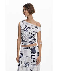 Desigual Women's Newspaper asymmetrical skirt