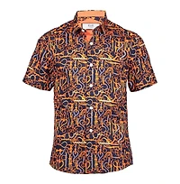 Elie Balleh Big Boys Navy Geometric Short Sleeve Button Down Shirt
