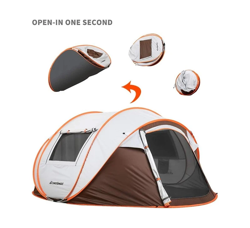 EchoSmile Camping Instant Tent, 4 Person Pop Up Water Resistant, for Hiking and Outdoor, Portable Tent with Carry Bag, 3 Seasons