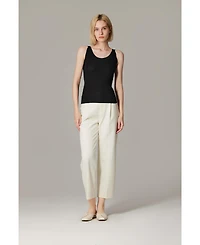 Jennie Liu Women's Scoop Neck Tank Top | 75% Merino Wool 25% Silk Ultra-Soft Layering Essential Natrual Moisture Wicking Sweater