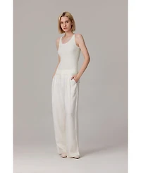 Jennie Liu Women's Scoop Neck Tank Top | 75% Merino Wool 25% Silk Ultra-Soft Layering Essential Natrual Moisture Wicking Sweater