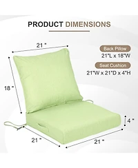 Aoodor 21x21 Inch Outdoor Deep Seat Cushion Set with Adjustable Straps and Waterproof