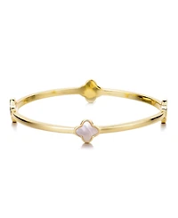 Adornia Gold Mother of Pearl Clover Bangle Bracelet