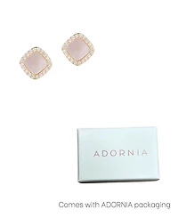 Adornia Gold Cushion-Shaped Mother of Pearl Halo Stud Earrings