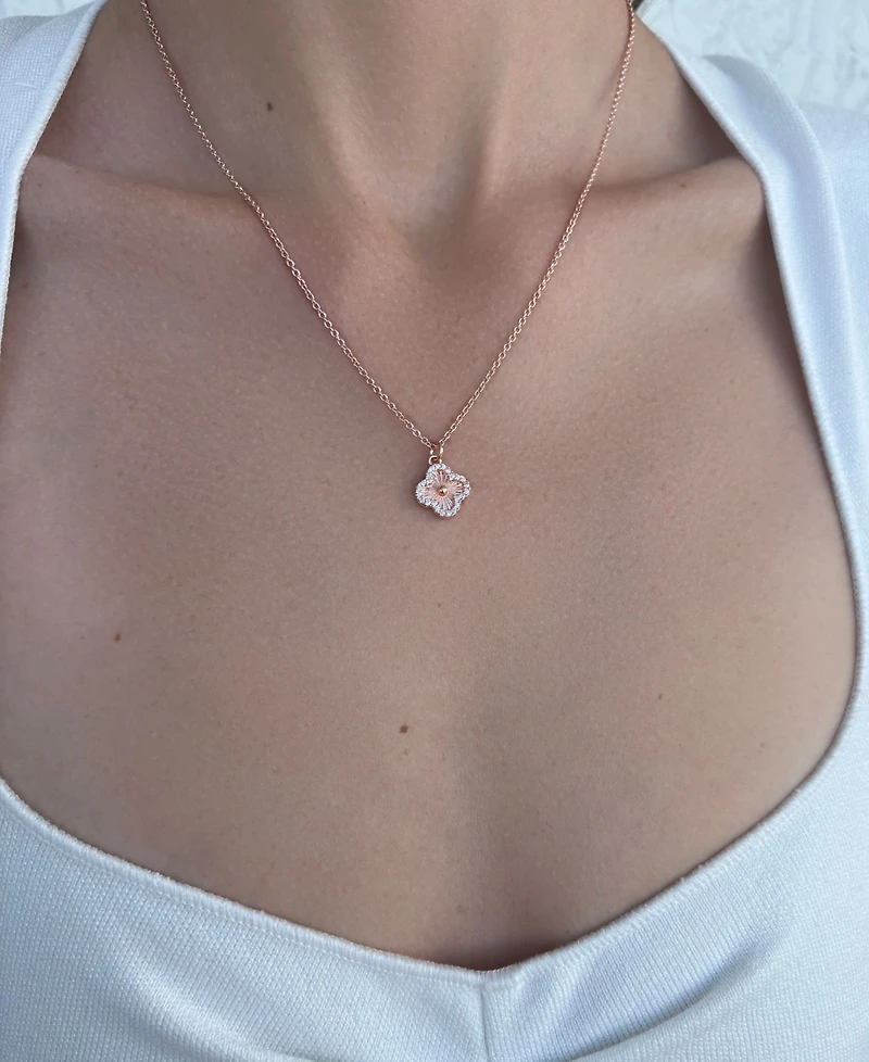 Adornia Cubic Zirconia Button Clover Halo Pendant Necklace