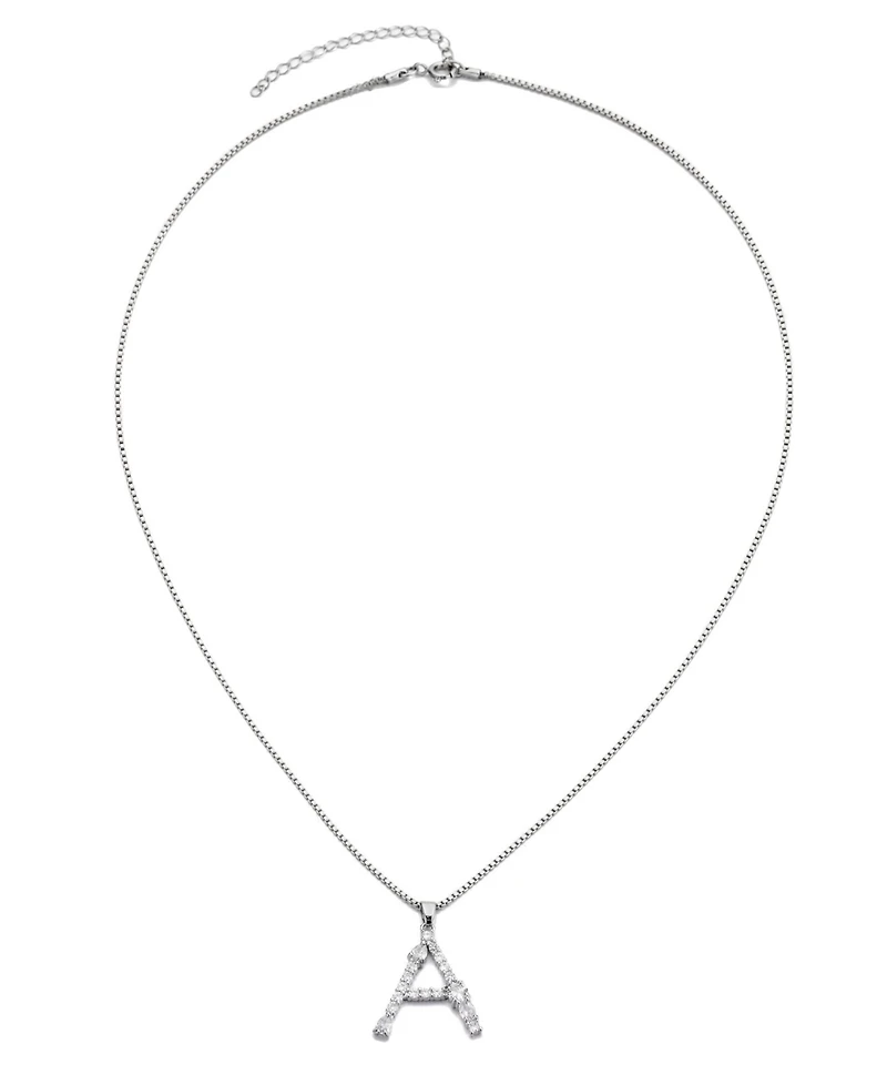 Adornia Silver Crystal Mixed Stone Initial Necklace