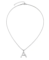 Adornia Silver Crystal Mixed Stone Initial Necklace