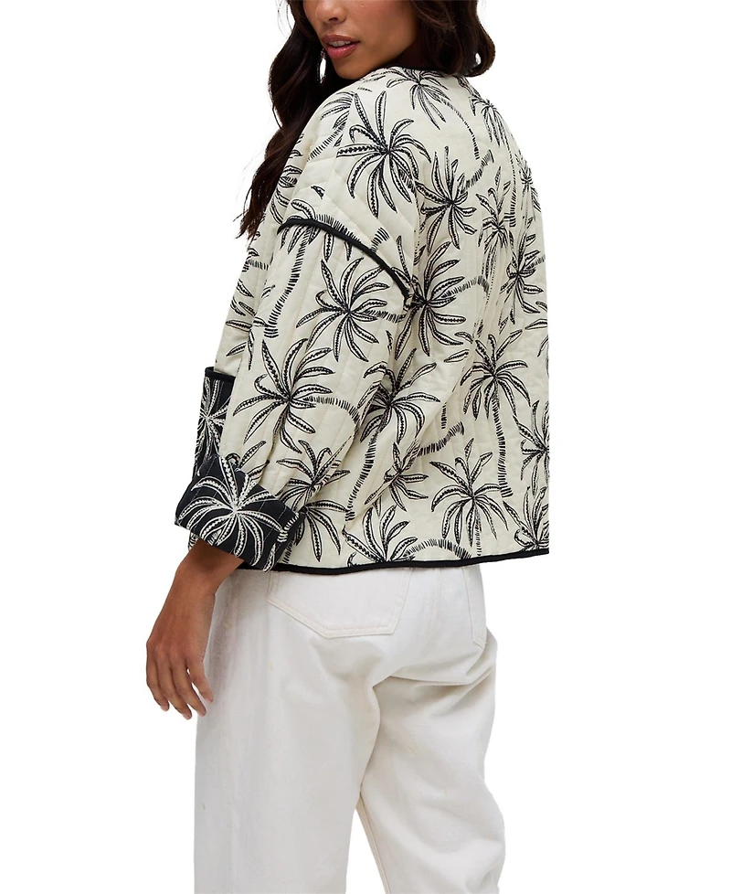 Raffya Women's Felicity Palm Print Reversible Jacket