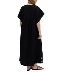 Raffya Women's Candy Tabard Embroidered Hem Midi Dress