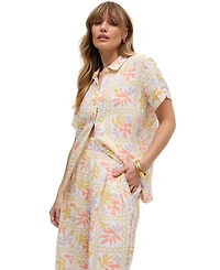 Raffya Women's Matisse Button Down Patchwork Floral Print Shirt