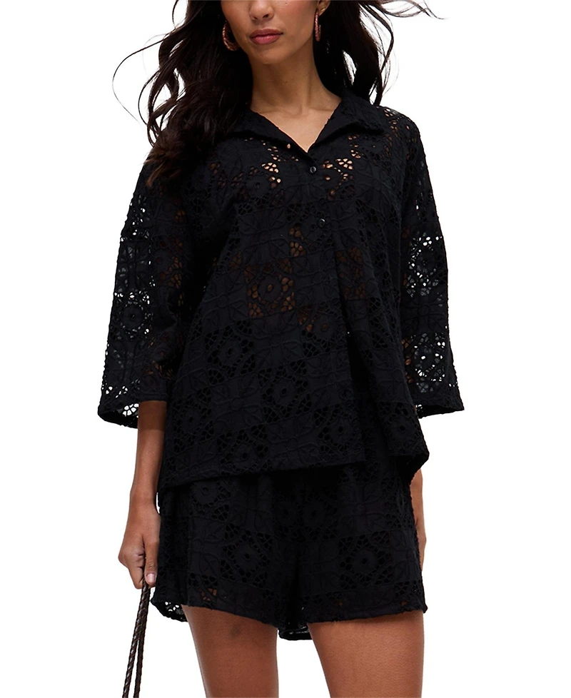 Raffya Women's Shelli All Over Broderie Anglaise Shirt