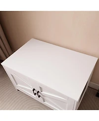 Streamdale Furniture Cat Litter Box Enclosure with Barn Door - White