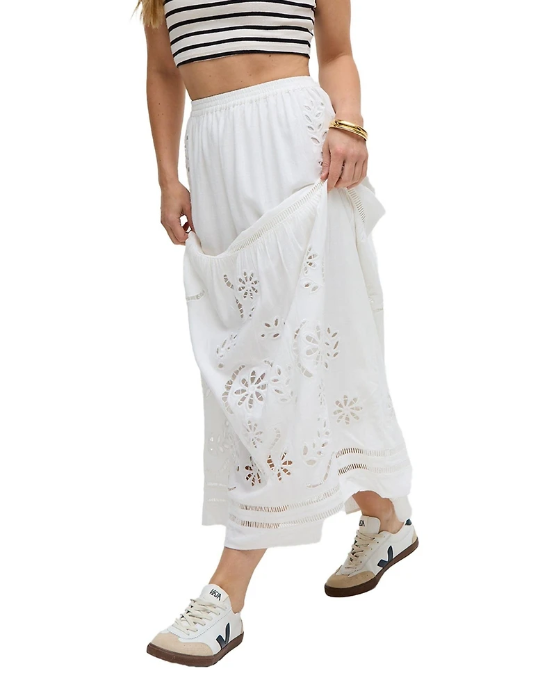 Raffya Women's Georgina Lace Paneled Maxi Skirt