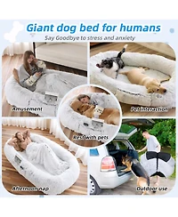Streamdale Furniture Human Dog Bed Washable Faux Fur Orthopedic 71"x45" (Grey)
