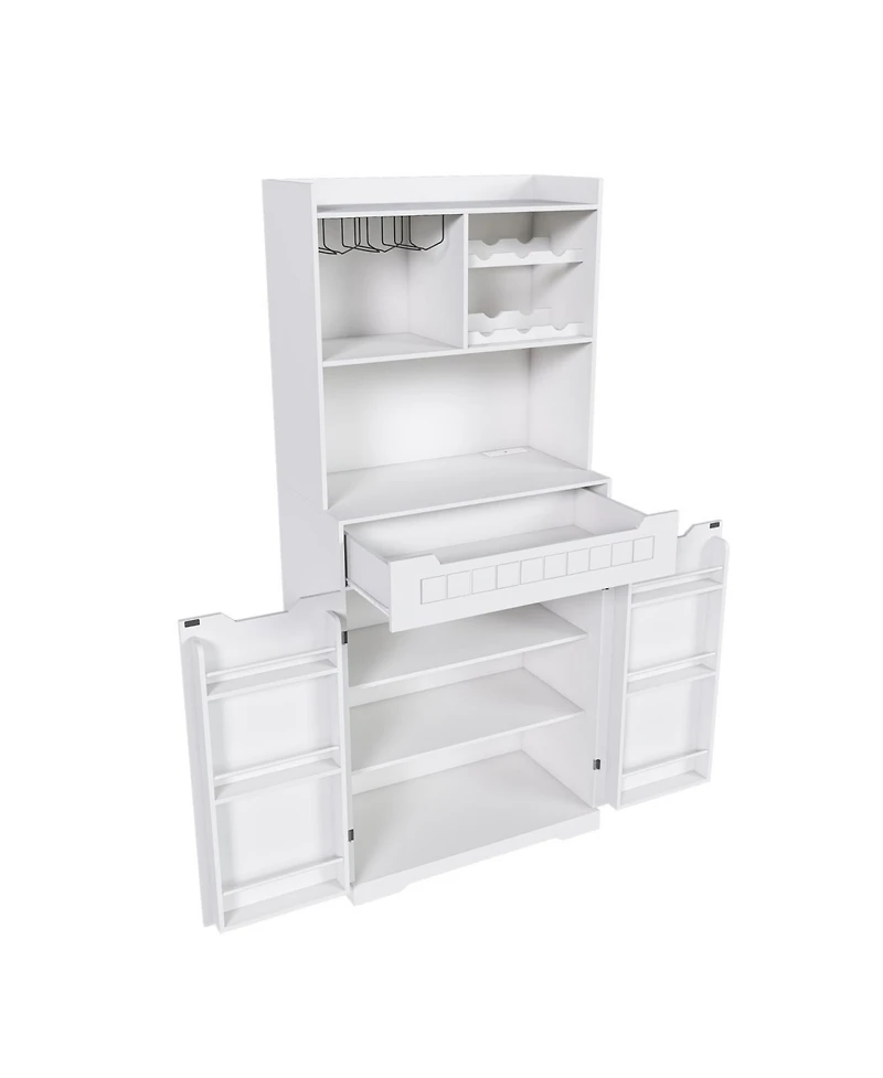 Streamdale Furniture White Buffet Cabinet with Hutch