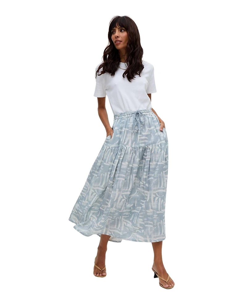 Raffya Women's Bonnie Shirred Waist Warhol Print Midi Skirt