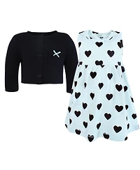 Hudson Baby Girls Lightweight Cotton Dress and Cardigan Set