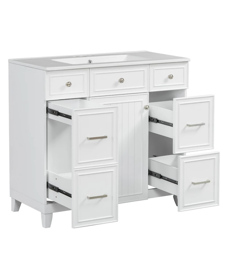 Streamdale Furniture 36" Bathroom Vanity w/ Ceramic Sink & Hairdryer Drawer