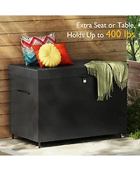 Streamdale Furniture 230 Gallon Wicker Deck Box with Wheels