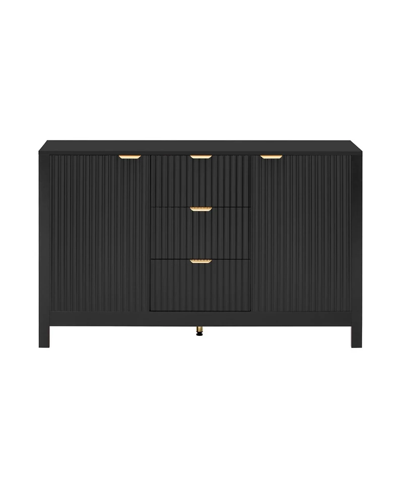 Streamdale Furniture Wave Design Sideboard - Adjustable Shelves Drawers Soft-Close Doors