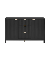 Streamdale Furniture Wave Design Sideboard - Adjustable Shelves Drawers Soft-Close Doors