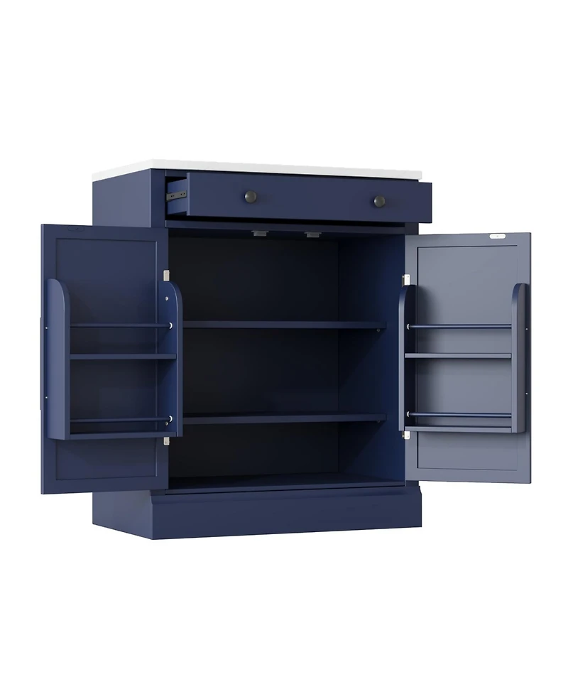 Streamdale Furniture Freestanding Kitchen Pantry with Shelves & Drawer