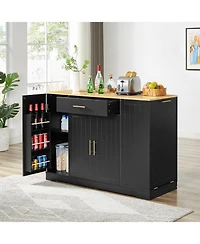 Streamdale Furniture Kitchen Island w/ Drawers & Trash Storage - Black