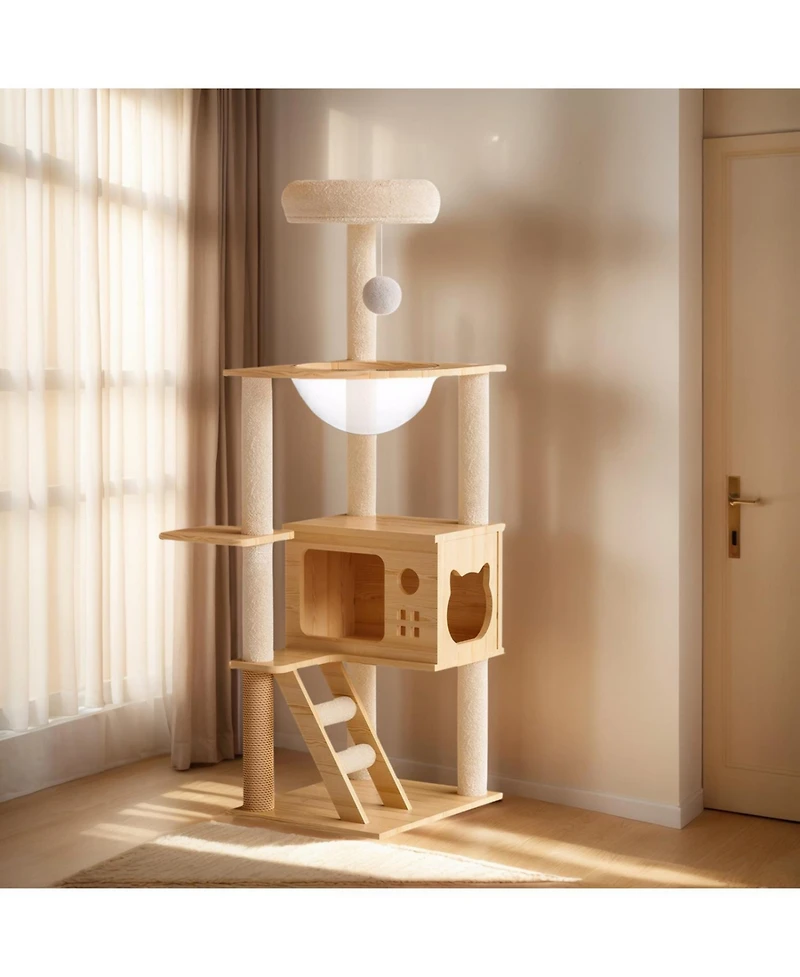 Streamdale Furniture Modern Cat Tower with Scratching Posts & Hammock
