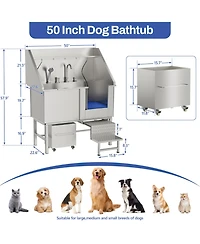 Streamdale Furniture 50in Stainless Steel Dog Washing Station
