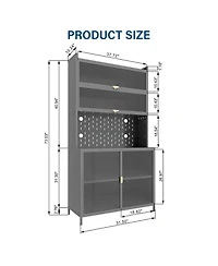 Streamdale Furniture 73" Kitchen Pantry Cabinet Flip Door Adjustable Shelves (Grey)