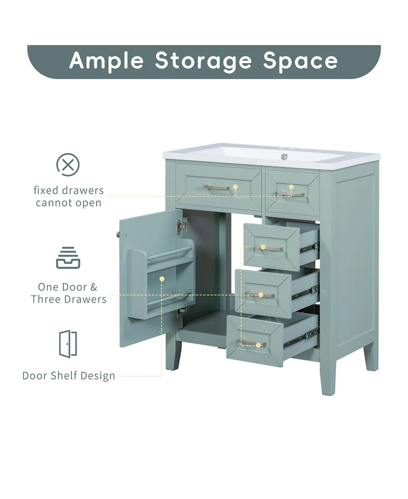 Streamdale Furniture 30" Bathroom Vanity with Sink & Drawers