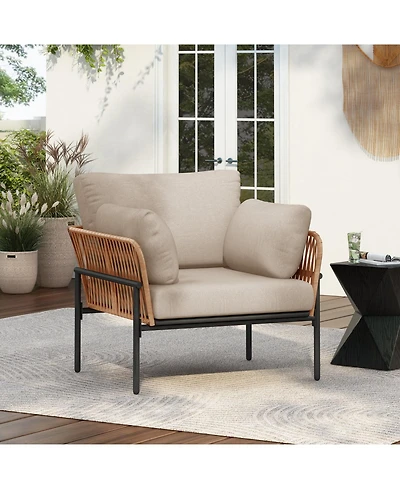 Streamdale Furniture Rope & Wood Lounge Chair with Cushions