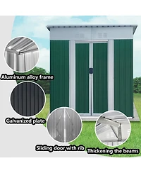 Streamdale Furniture 5x3ft Mini Outdoor Storage Shed - Green Sliding Door