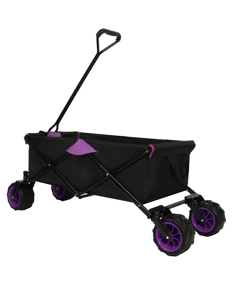 Streamdale Furniture Folding Wagon - All-Terrain Wheels Black & Purple
