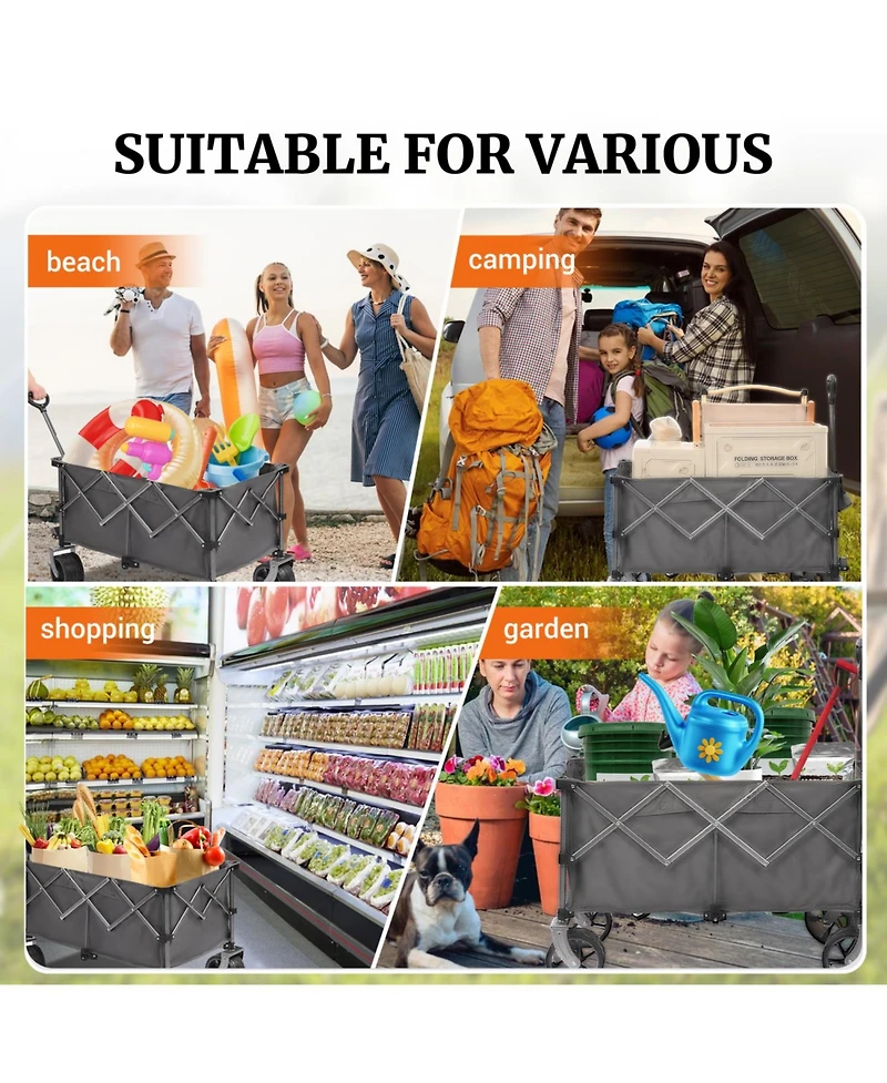Streamdale Furniture Collapsible Wagon Cart - Heavy Duty Big Wheels