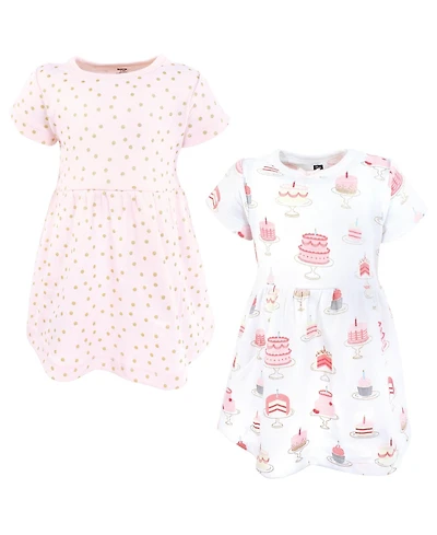 Hudson Baby Toddler Girls Cotton Dresses 2pck, Multicolor Sea Shells