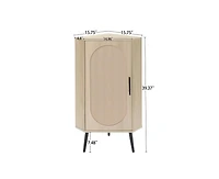 Freestanding Corner Cabinet with Rattan door