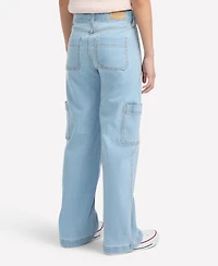 abercrombie kids Girls High Rise Wide Leg Utility Jeans