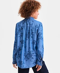 Style & Co Women's Printed Denim Button-Front Shirt, Macy's Exclusive