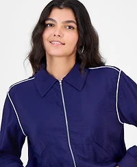 Bar Iii Women's Piping Trim Windbreaker Jacket, Macy's Exclusive