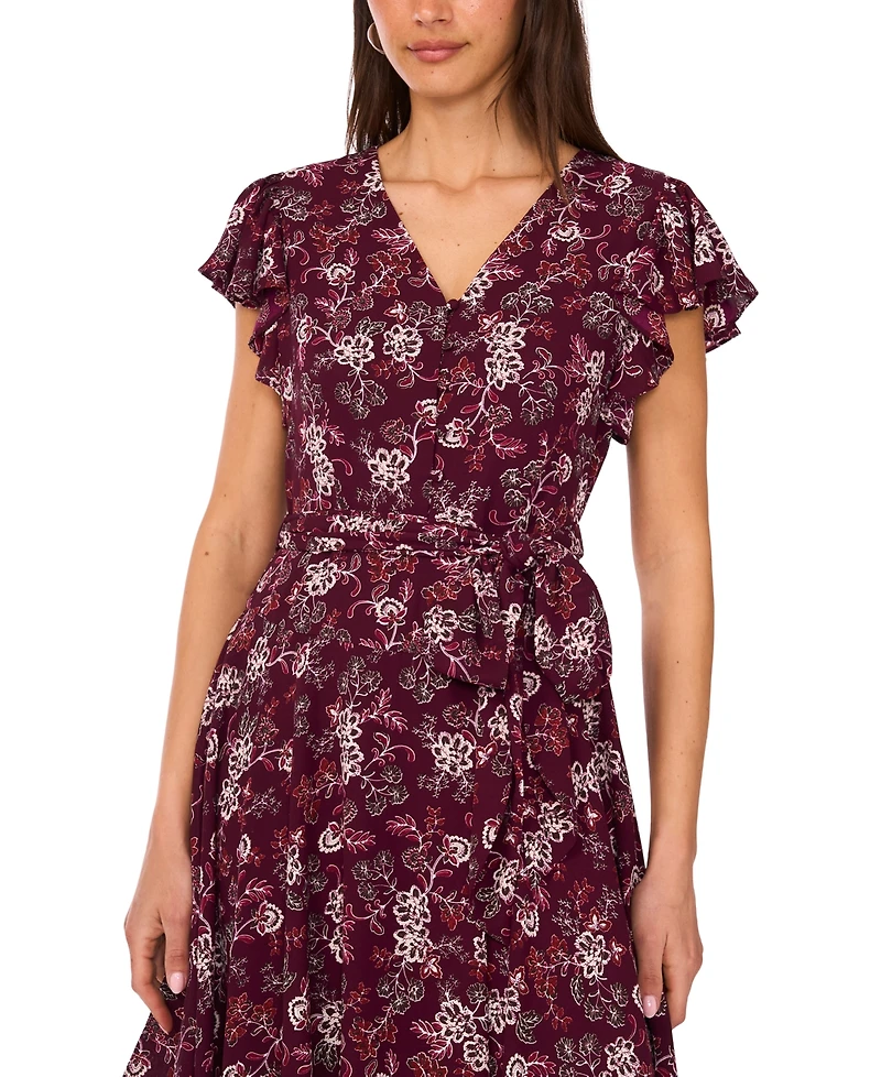 Vince Camuto Women's V-Neck Flutter-Sleeve Maxi Dress