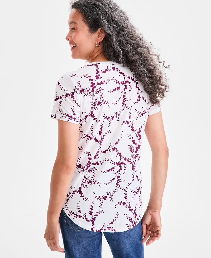Style & Co Women's Printed Crewneck Short-Sleeve T-Shirt, Macy's Exclusive