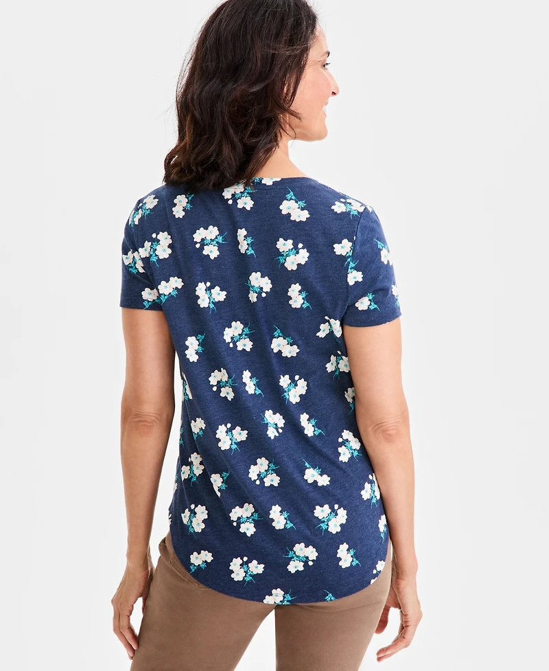 Style & Co Women's Printed Crewneck Short-Sleeve T-Shirt, Macy's Exclusive
