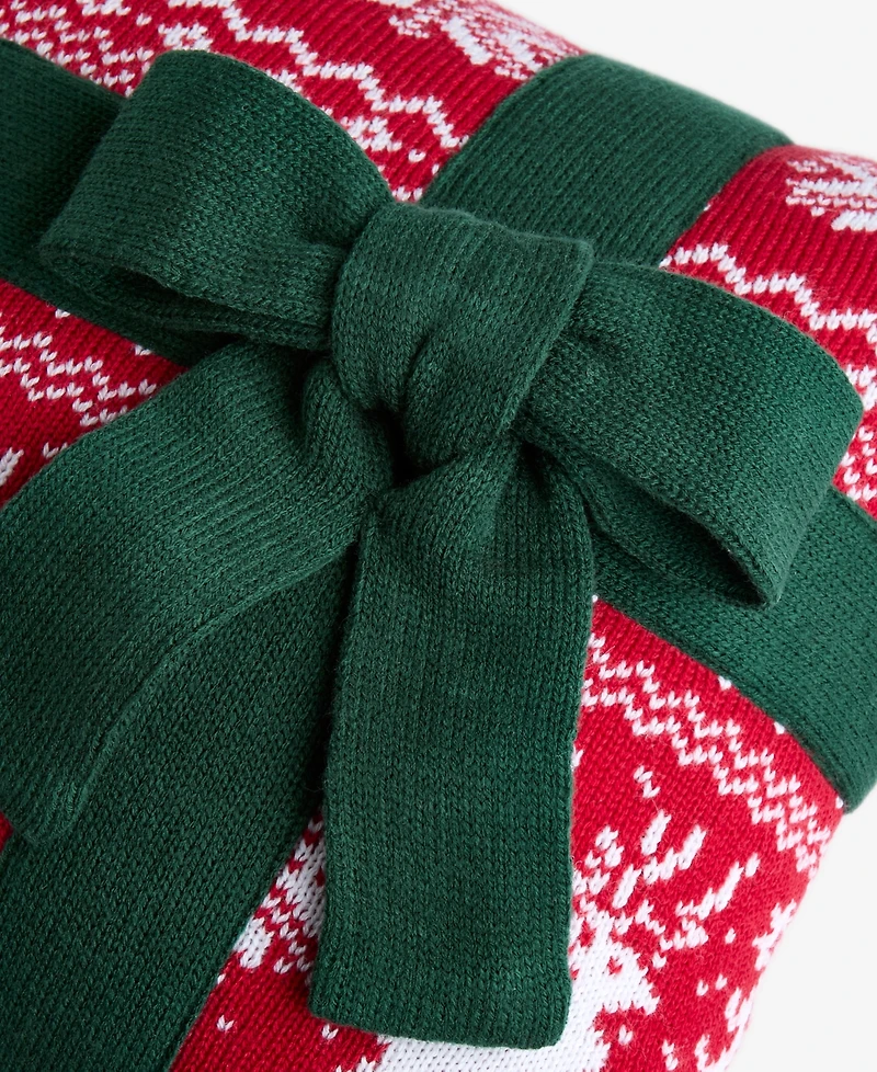 Holiday Lane Knit Present Decorative Pillow, 14" x 20", Exclusively for Macy's
