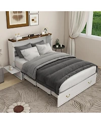 livelylodge Murphy Bed Cabinet with Drawer Includes Storage Cabinet, Twin Suit for Home Office, Full with Charging and Usb Port, Warm White Twin Murph
