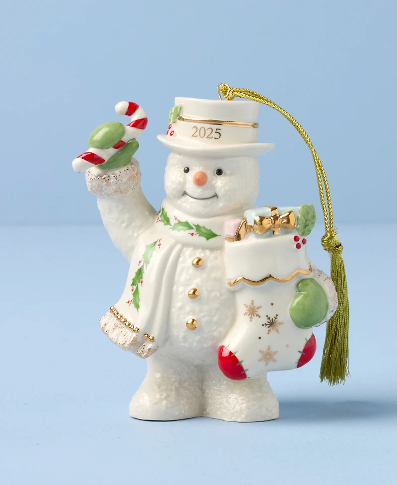 Lenox 2025 Snowman with Stocking Ornament